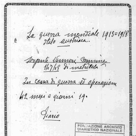La guerra mondiale italo austriaca 1915-1918, Diario del Sergente Venneri Carmine