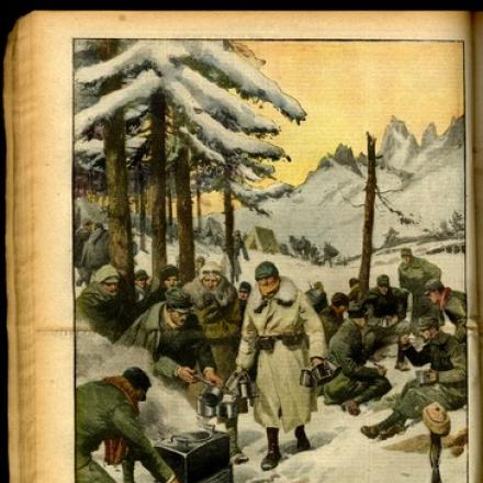 La Domenica del Corriere 20 - 27 febbraio 1916, contro copertina - Disegno di A. Beltrame