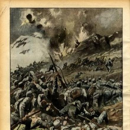 Attacco alle truppe austriache - La Domenica del Corriere 4 -11 giugno 1916 