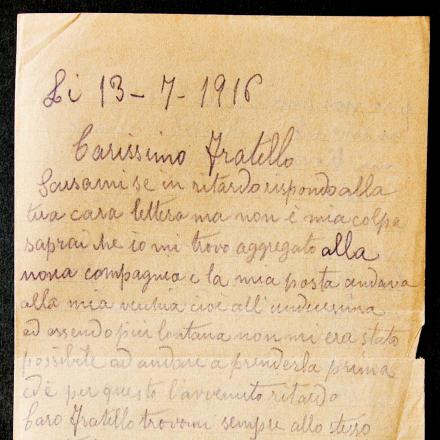 L'originale della lettera indirizzata da Cesare, detto Gino, Ricceri al fratello Riccardo. Fonte:  Gruppo L'Espresso e Archivio diaristico nazionale di Pieve Santo Stefano