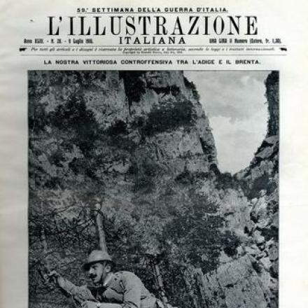 Taglio di reticolati in pieno giorno tra l'Adige e il Brenta - Fonte: L'Illustrazione Italiana del 9 luglio 1916
