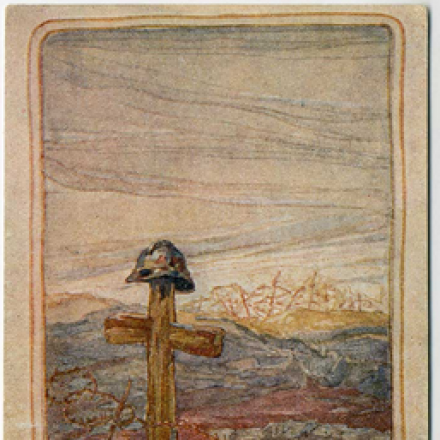 Cartolina di propaganda raffigurante il fronte carsico. ©Museo civico del Risorgimento di Bologna