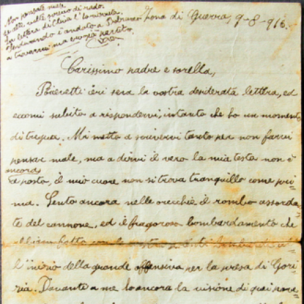 La lettera di Achille Salvatore Fontana inviata al padre e alla sorella. Fonte: Gruppo L'Espresso e Archivio diaristico nazionale di Pieve Santo Stefano