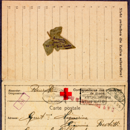 Una foglia spedita a casa da Renzo Re - Fonte: Gruppo L'Espresso e Archivio diaristico nazionale di Pieve Santo Stefano