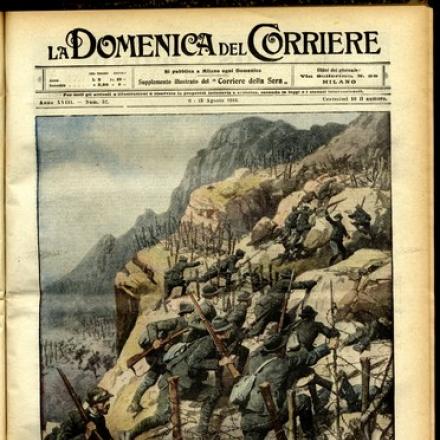 Tra i picchi di M. Chiesa e M. Campigoletti - Fonte: La domenica del Corriere 06-13 agosto 1916