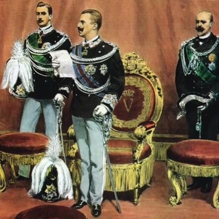 Giuramento di Vittorio Emanuele III prestato a Palazzo Madama - Immagine de La Domenica del Corriere