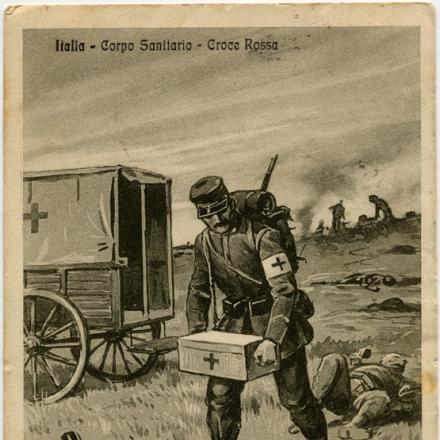 Cartolina dedicata alla Sanità Militare - Fonte: © Museo Civico del Risorgimento di Bologna