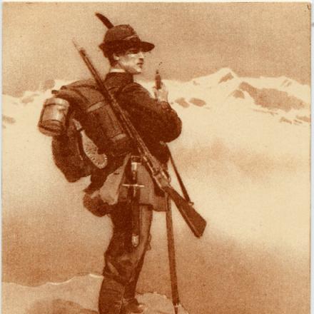 Cartolina dedicata al 5° reggimento Alpini - ©Fonte: Museo Civico del Risorgimento di Bologna