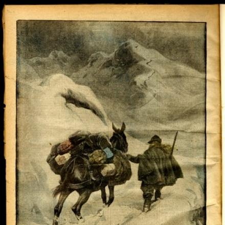 A dorso di mulo, sotto la tormenta - Fonte: La Domenica del Corriere 31 dicembre 1016 - 7 gennaio 1917