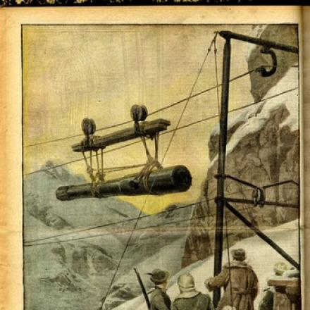 Il trasporto di pezzi in alta montagna - Fonte: La domenica del Corriere 4-11 febbraio 1917