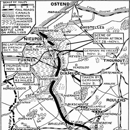 Mappa della prima battaglia di Ypres