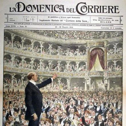 Gabriele D'Annunzio parla contro il "giolittismo" al teatro Costanzi di Roma 