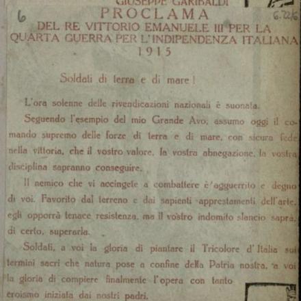 Proclama del Re Vittorio Emanuele III