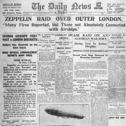 La prima pagina del Daily News del 1° giugno 1915