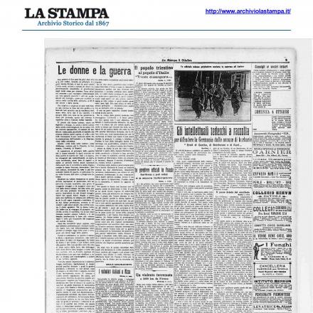Il Manifesto dei 93 ©. La Stampa - Archivio storico