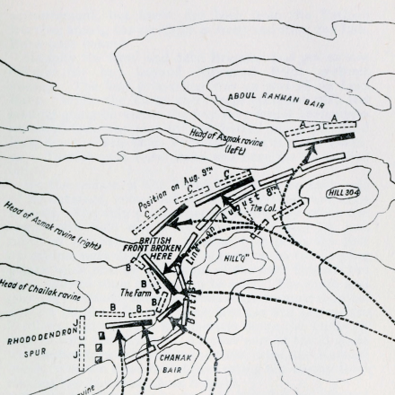 Battaglia di  Chunuk Bair:  il contrattacco turco  a Sari Bair, 9-10 agosto 1915. © Wikipedia - Author unknown - public domain