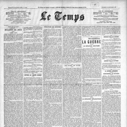 Le Temps, 24 settembre 1915, ©Bibliothèque nationale de France