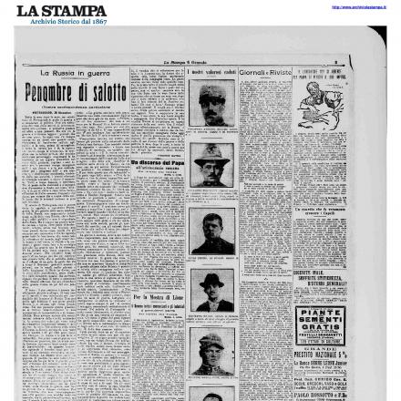 Penombre di Salotto di Virginio Gayda da La Stampa 6 gennaio 1916 