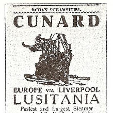 Lusitania, avvertimento ufficiale dell'Ambasciata imperiale tedesca. Fonte: Robert Hunt Picture Library