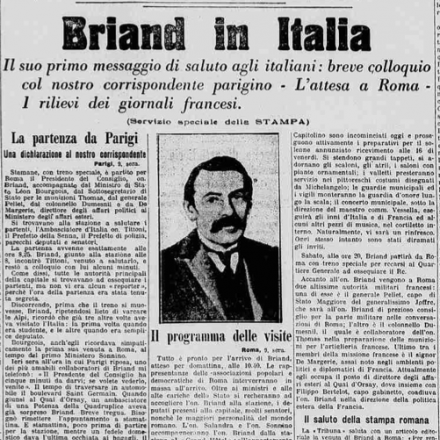 La visita di Briand a Roma. Fonte: La Stampa del 10-02-1916