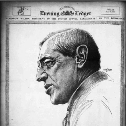 Thomas Woodrow Wilson - Fonte: Evening Ledger Illustrated presso Library of Congress