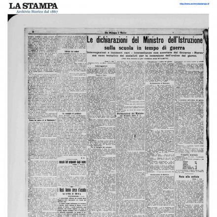 La Stampa del 5 marzo 1916. L’articolo "I Russi hanno preso d'assalto la città di Bitlis” (2 colonna in basso a sin.). Fonte: archiviolastampa.it