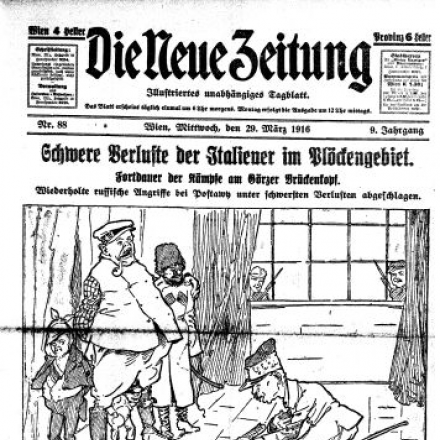 Vignetta satirica del quotidiano tedesco con il Gen. Cadorna - Die Neue Zeitung del 29 marzo 1916