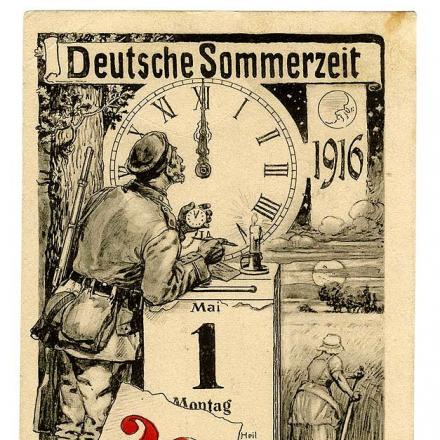 Cartolina per l'introduzione dell'ora legale in Germania - Fonte: Museo dell'orologio tedesco