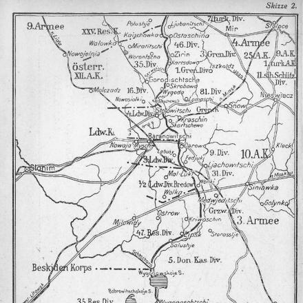 Panoramica offensiva Baranovichi - Fonte: Le lotte per Baranovichi, Archivi Nazionale