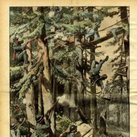 La lotta nelle foreste - Fonte: La Domenica del Corriere 30 luglio - 6 agosto 1916