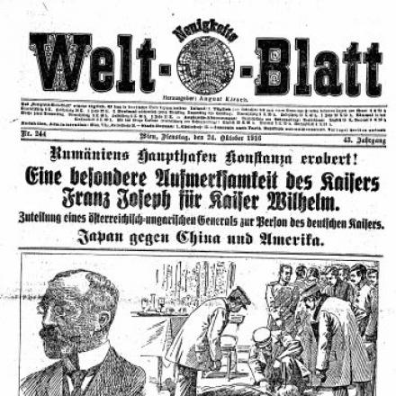 L'uccisione del premier Karl von Stürgkh sul Welt Blatt del 24/10/1916 - Fonte: Libreria Nazionale Austriaca