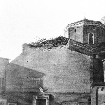 Il duomo di Padova bombardato durante la Grande Guerra - Fonte: Comune di Padova
