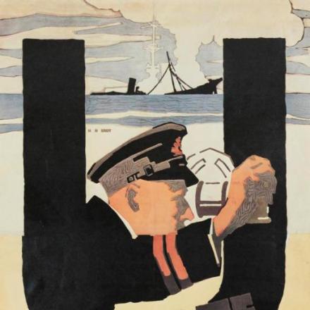 Poster di propaganda, U-Boat tedeschi. Autore Hans Rudi Erdt - Fonte: Canadian Museum of Civilization 