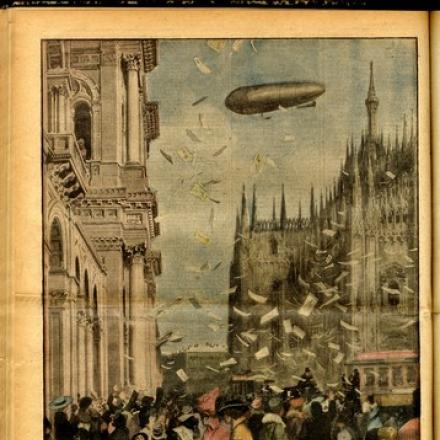 Propaganda per il Prestito Nazionale a Milano - Fonte: La domenica del Corriere 25/02-04/03/1917