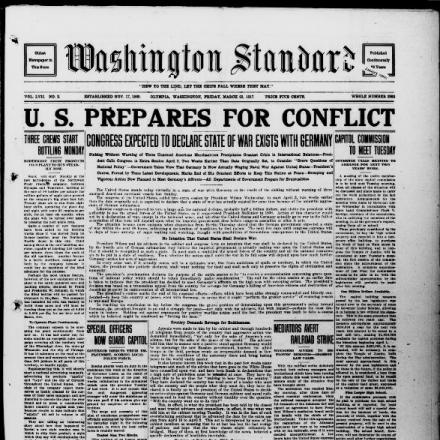 La prima pagina del Washington standard - Fonte: Library of Congress