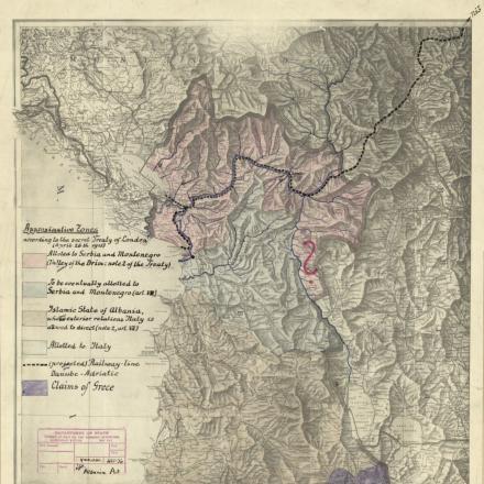 Zone approssimative secondo il Trattato segreto di Londra (26 aprile 1915): -Albania- © Congress Library_gmd_g6831f.ct003473