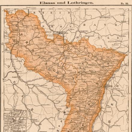 Mappa storica dell'Alsazia-Lorena del 1905 © F.E Bilz, Louis Gerstner Geographische Anstalt Leipzig - public domain