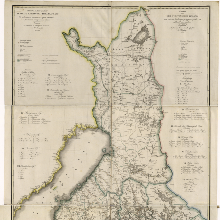 Mappa del Granducato di Finlandia del 1825. In basso a sinistra, a sbarramento del Golfo di Botinia, le isole Åland. © Vasili Piadyshev - National Library of Russia