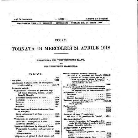 Atti parlamentari. Seduta della Camera del 24 Aprile 1918