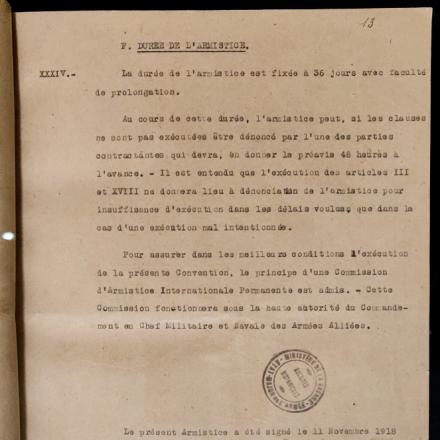 Ultima pagina dell'accordo di Armistizio dell'11 novembre 1918.
