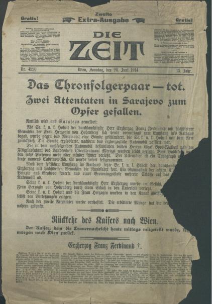 Edizione speciale del Die Zeit del 28 giugno 1914