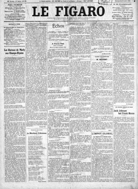 La prima pagina de Le Figaro del 28 giugno 1914