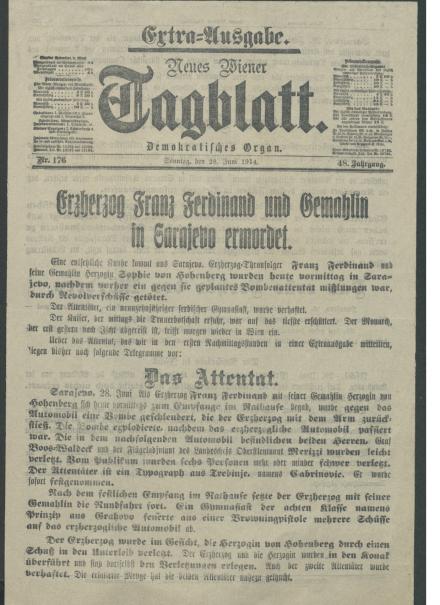 Edizione speciale di un giornale austriaco del 28 giugno 1914