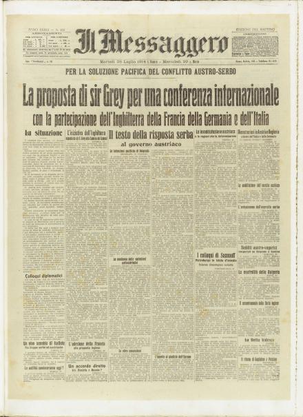 La prima pagina de Il Messaggero