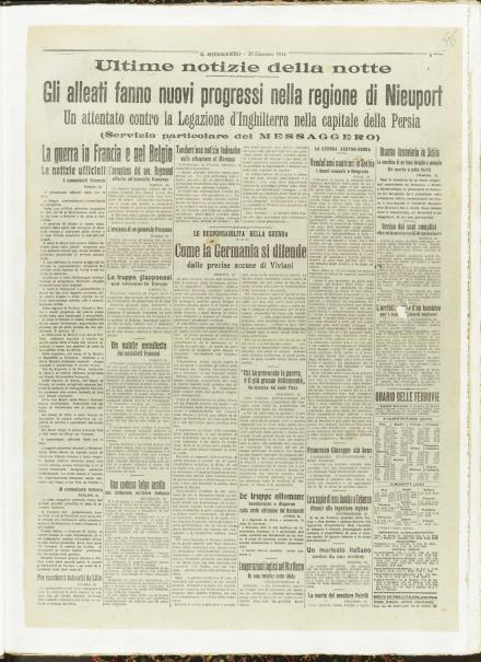 Ultime notizie della notte, Il Messaggero del 26 Dicembre 1914