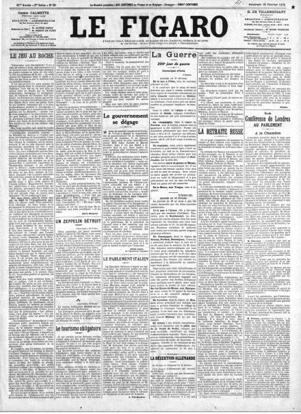 La prima pagina de Le Figaro