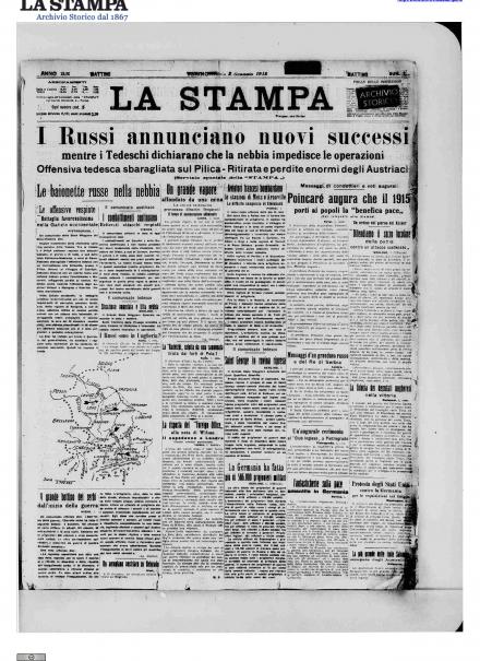 La prima pagina de La Stampa del 2 gennaio 1915
