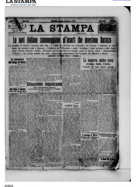 La prima pagina de La Stampa del 5 gennaio 1915