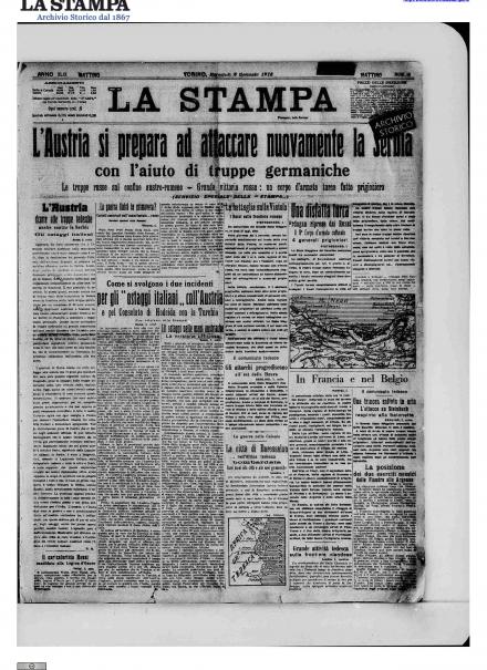 La prima pagina de La Stampa del 6 gennaio 1915