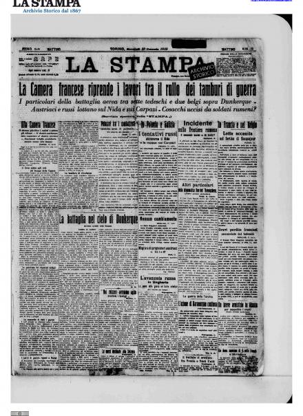 La prima pagina de La Stampa del 13 gennaio 1915